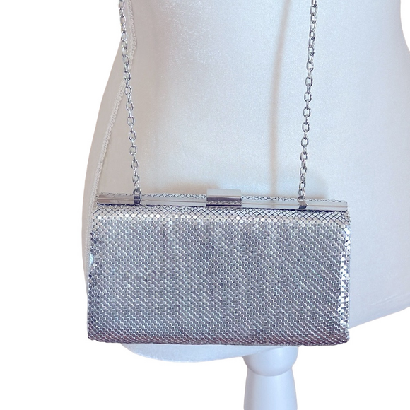 Silver glitter clutch evening bag vintage - Picture 3 of 9